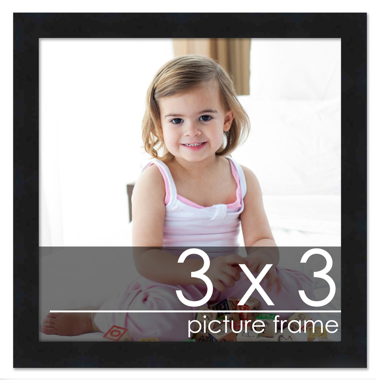 Square Simple Black Picture Frame - UV Acrylic, Foam Board Backing, Hanging Hardware